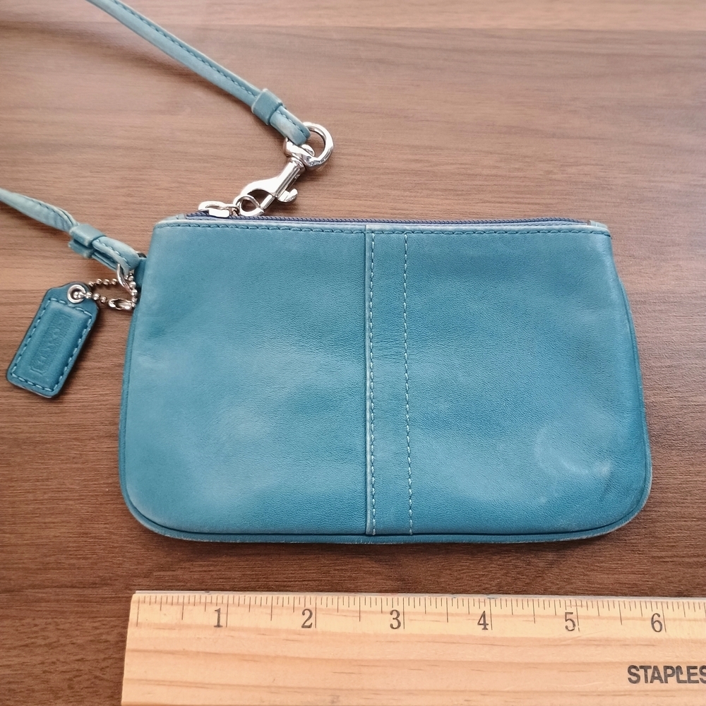Coach Teal Leather Wristlet